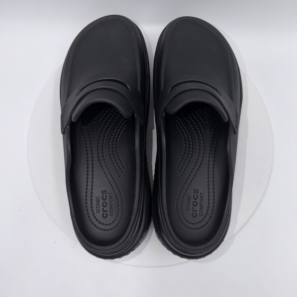 Crocs Stomp Penny Loafers Slides Mules Black Chunky Platform Sandals Shoes W 9 - Picture 5 of 8